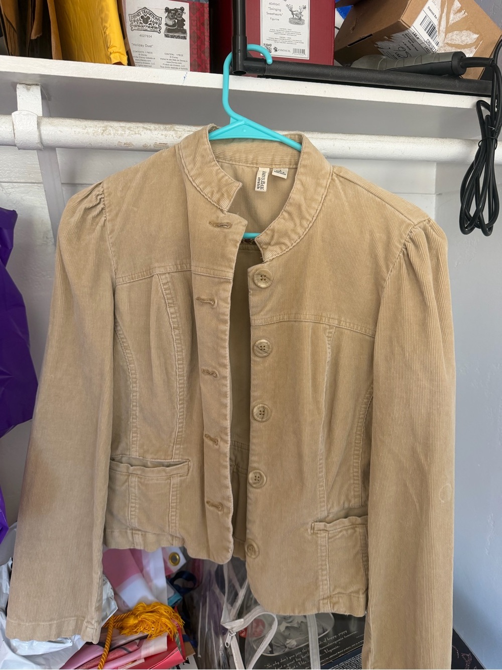 Women's Tan Corduroy Button Jacket